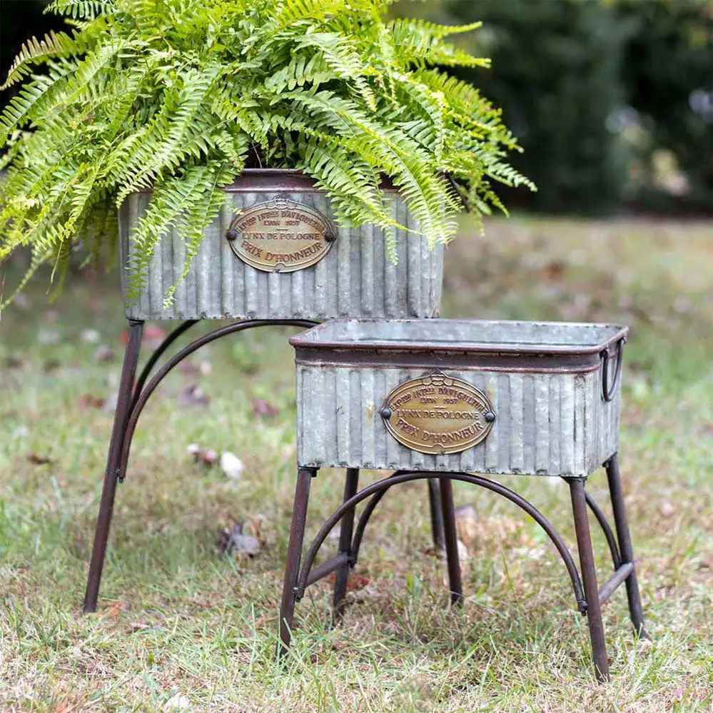 Set Two Standing Reindeer Containers Garden Decor CTW