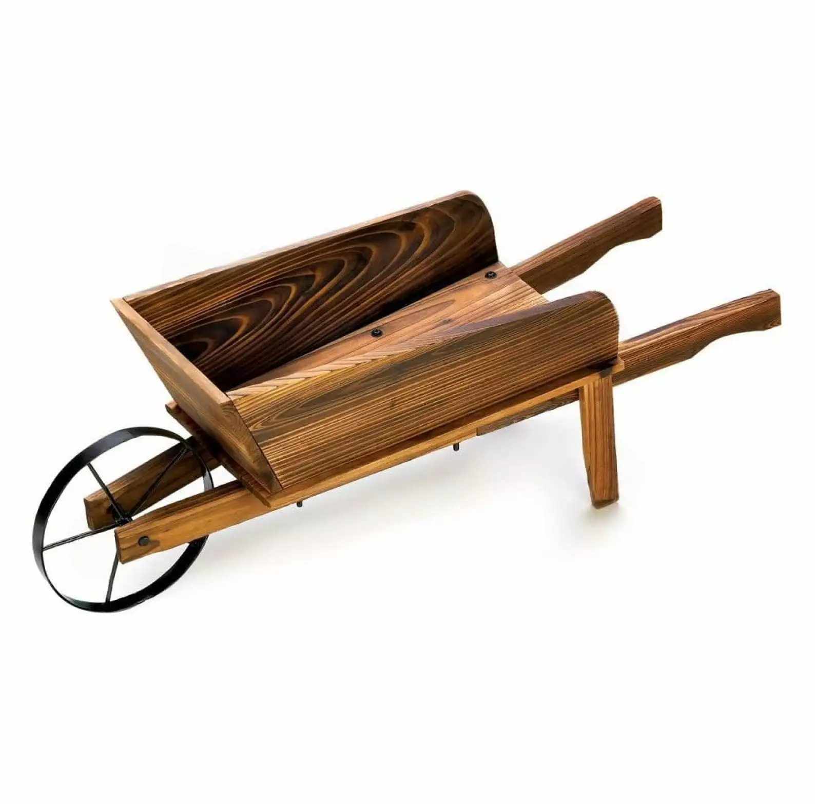 ZQRPCA Planter Wooden Wheelbarrow Country Flower Cart Plant Stand Yard Garden
