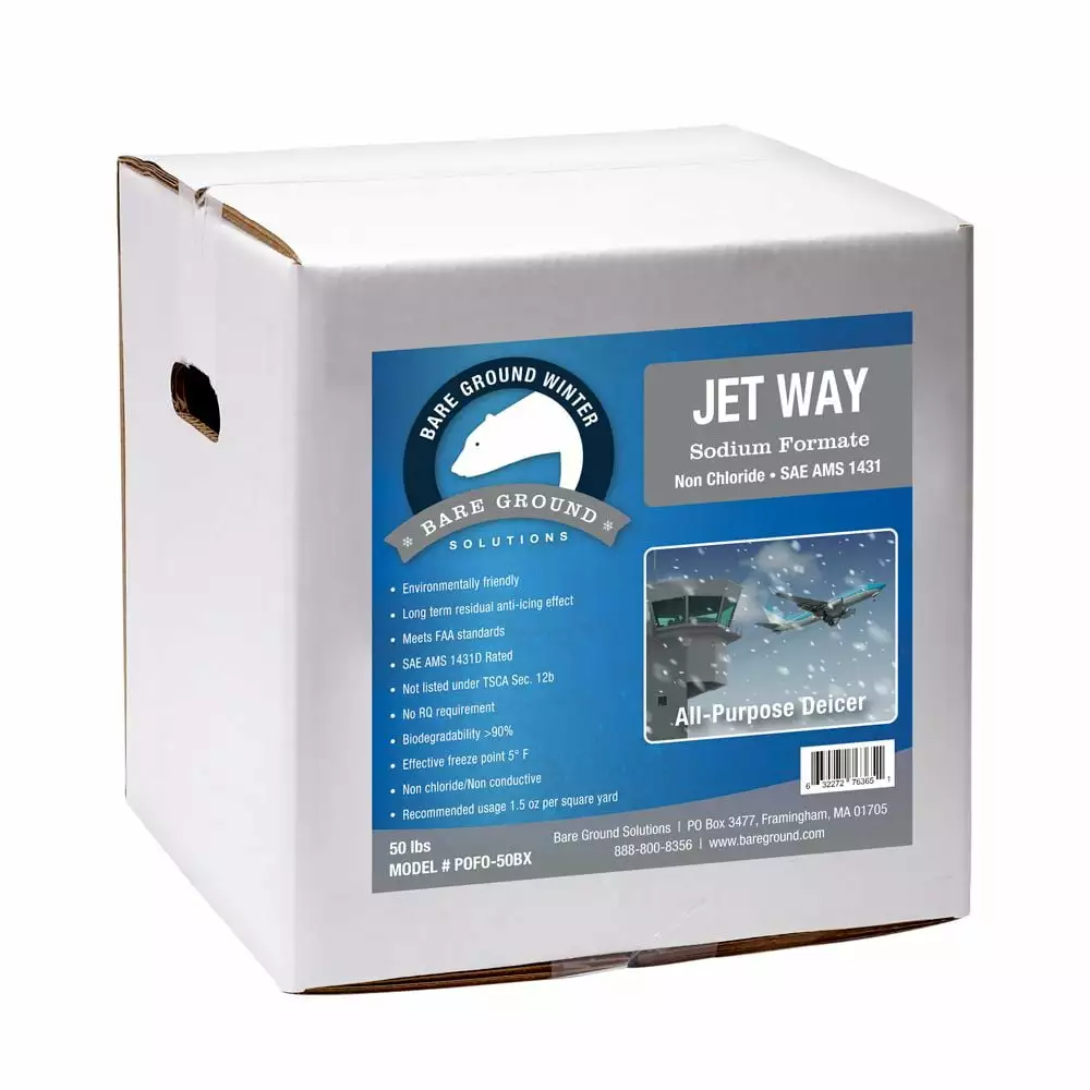 50lb Box Bare Ground Jet Way Sodium Formate Granular Deicer