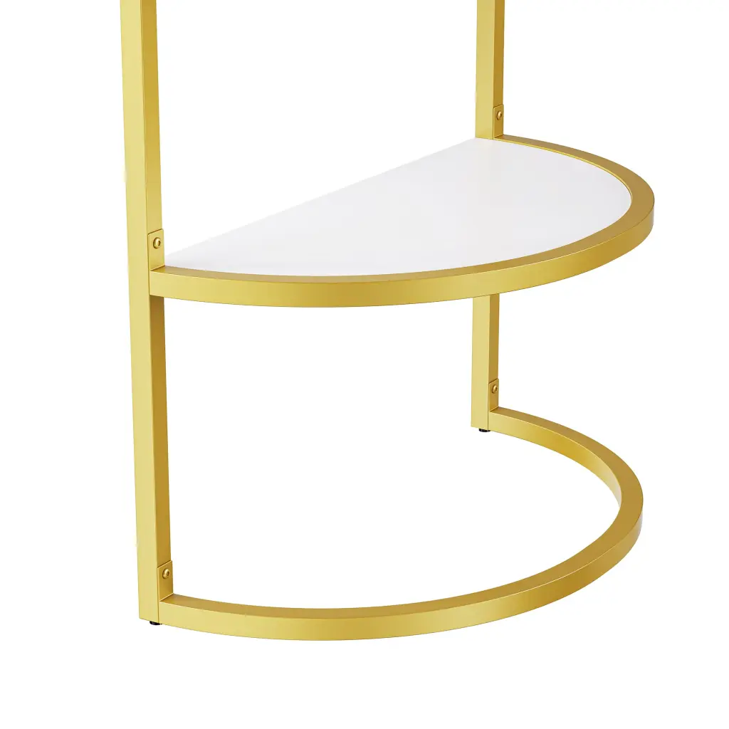 60 Inch Modern Executive Desk White Curved Computer Desk Gold Metal Legs bunny c furniture
