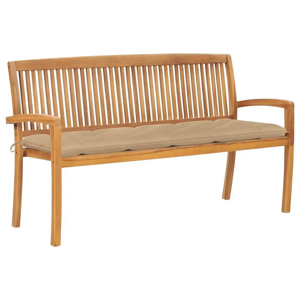 vidaXL Patio Chairs Cream Cushions 4 pcs Solid Teak Wood Outdoor Furniture