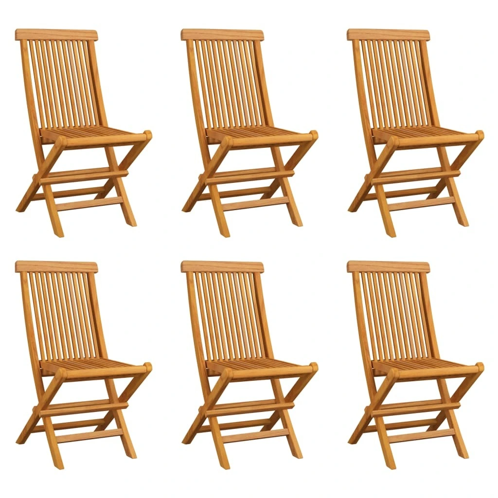 vidaXL Patio Chairs Gray Cushions 4 pcs Solid Teak Wood Outdoor Furniture