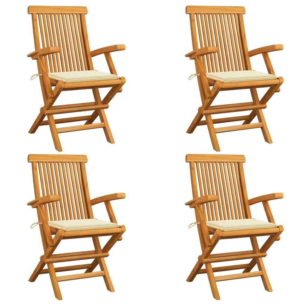 vidaXL Patio Chairs Red Cushions 8 pcs Solid Teak Wood Outdoor Furniture