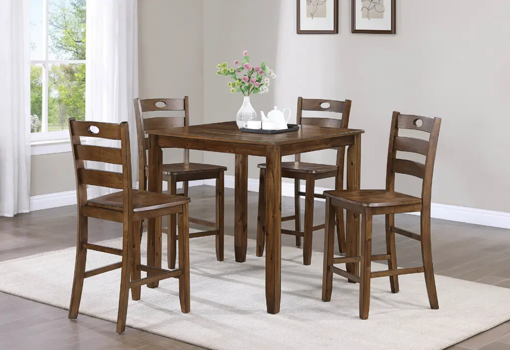 Casual 5 Piece Counter Height Dining Set Square Table Side Chairs Kitchen Breakfast Nook kanepe