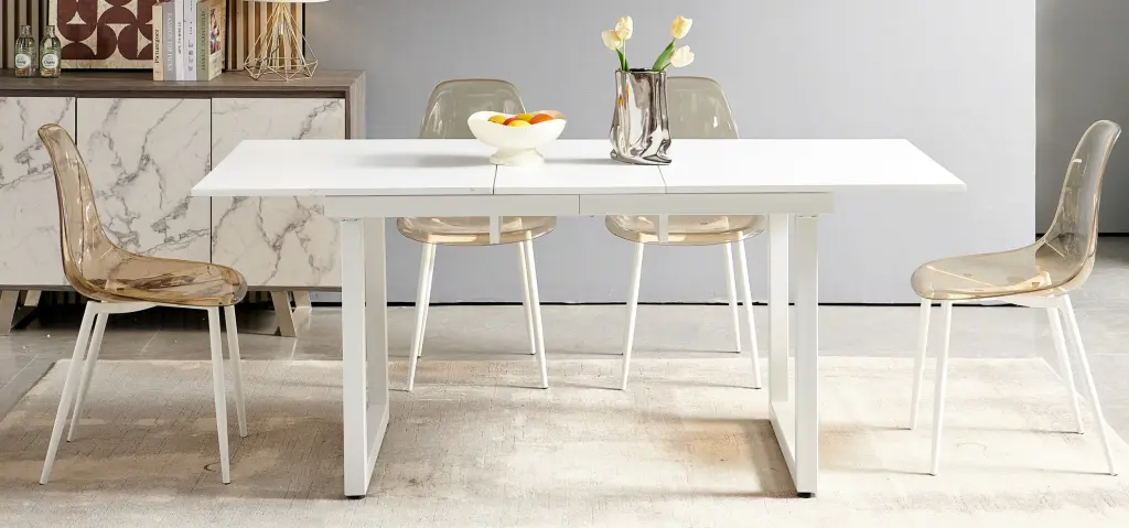 4.5 Piece Dining Set Mid Century Metal Leg Dining Table 4 rnb