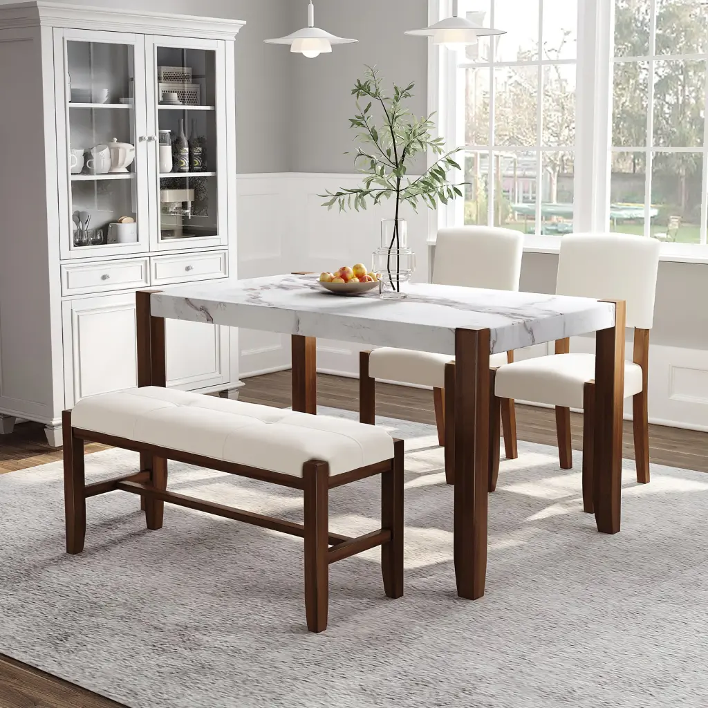 4 Piece Modern Dining Set Space Saving Dinette 4 Person Kitchen Table And Chairs rnb