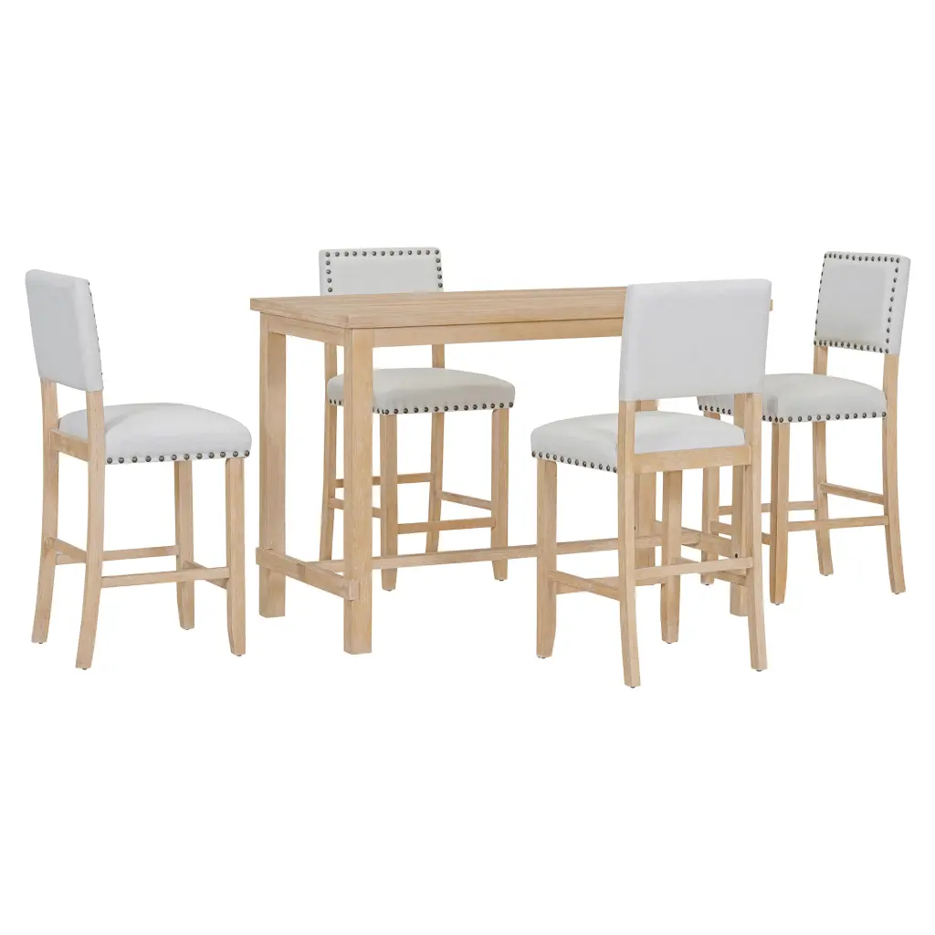 5 Piece Counter Height Dining Set Timeless Elegant Table And 4 Chairs trexm