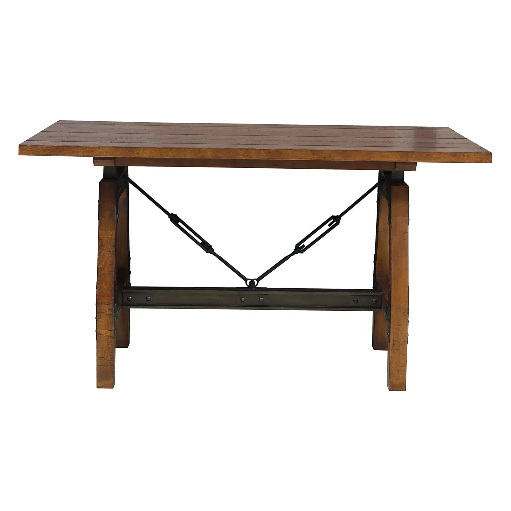 Rustic Brown Gunmetal Finish Counter Height Dining Table Industrial Style kanepe