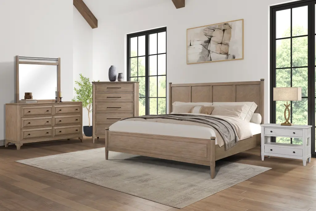 5 Drawer Chest Sand Finish Sand Solid Wood MDF Bedroom Dresser ihomefurnishings