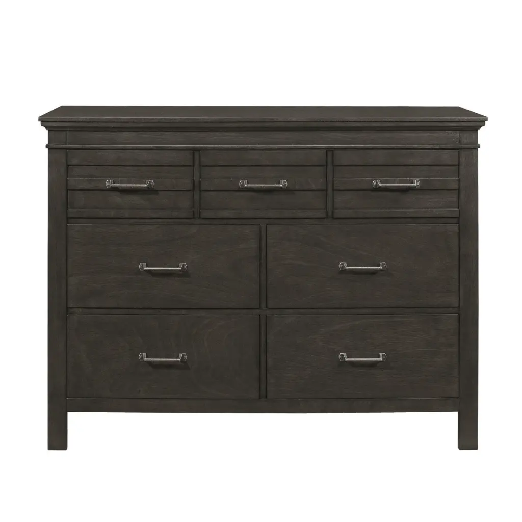 1Pc Charcoal Gray Finish 7 Drawers Dresser Transitional Style Wooden Bedroom Storage kanepe
