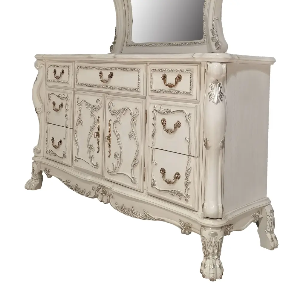 Dresden Dresser Antique White Finish MDF Bedroom Furniture acme onsite store