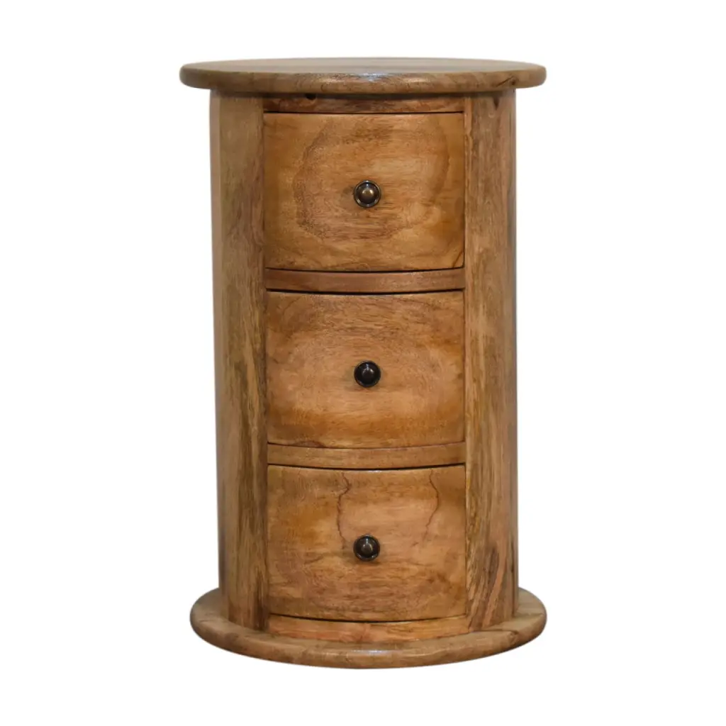 Solid Wood Mini Drum Chest 3 4 Drawers Oak Beige Light Brown Corner Unit artisan furniture