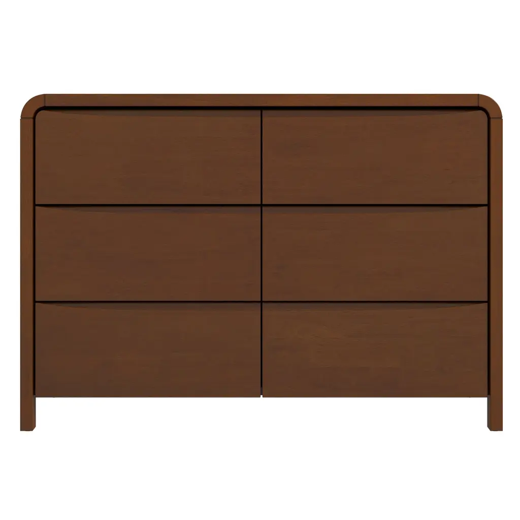 Lionel Mid Century Modern Solid Wood 6 Drawer Dresser Brown Stylish Storage ashcroft furniture