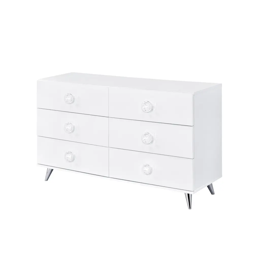 White 6 Drawer Dresser Modern Particle Board Bedroom Storage furniture max