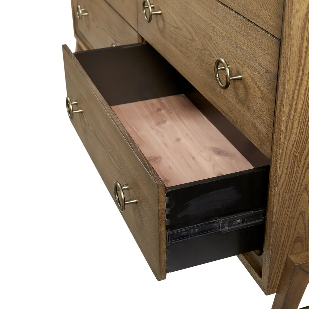 6 Drawer Dresser Latte Finish Light Brown Solid Wood MDF Construction ihomefurnishings