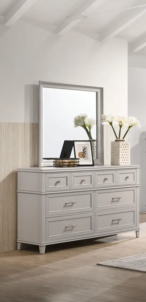 Gray 6 Drawer Dresser Solid Wood and MDF Construction ihomefurnishings