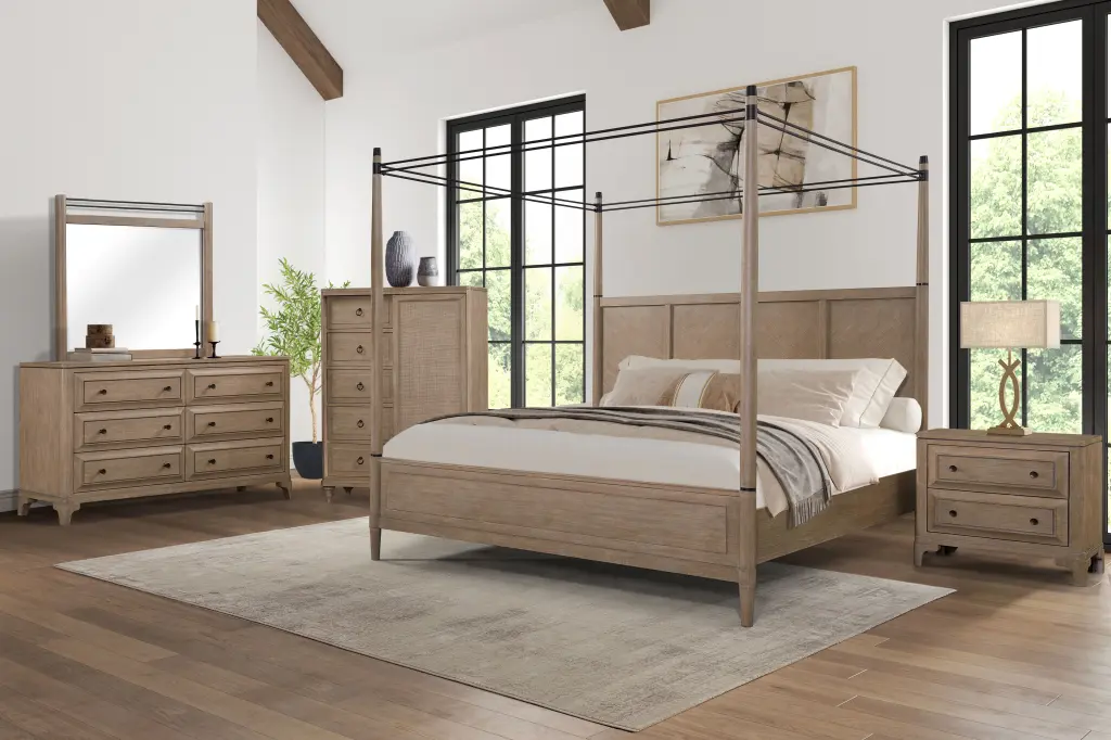 Modern 6 Drawer Dresser Sand Finish Sand Solid Wood MDF Storage Furniture ihomefurnishings