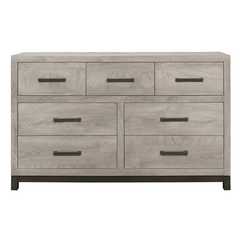 Appealing Gray Finish 1Pc Dresser 7X Drawers Metal Bar Hardware Modern Dresser kanepe