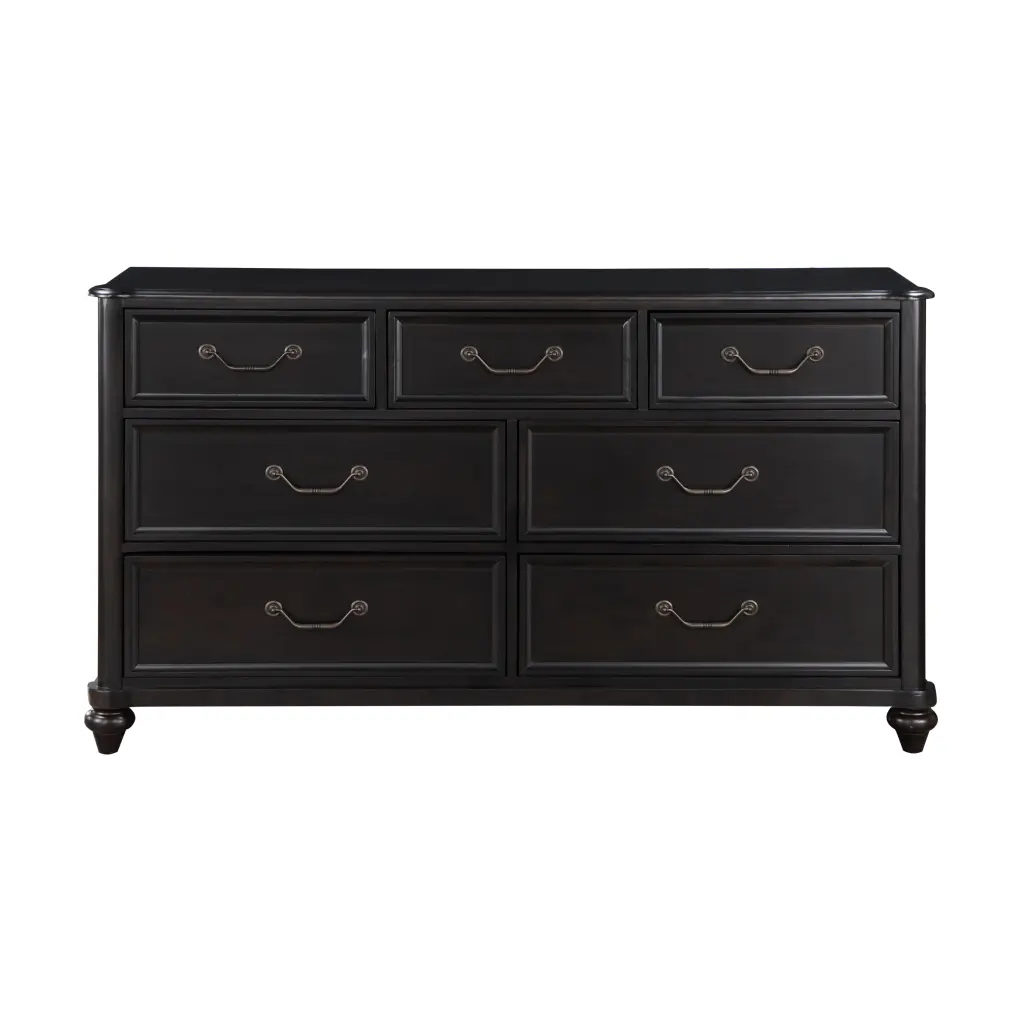 Charcoal Brown Traditional Bedroom Dresser 7 Drawers Solid Wood Furniture kanepe
