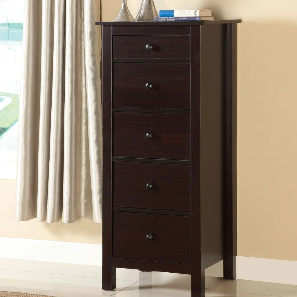 Transitional Espresso Space-saving 5 Drawer Chest Bedroom Small Living kanepe