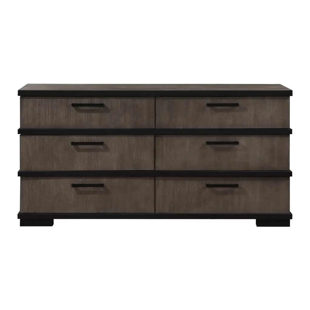 Two Tone Brown Black Finish 6 Drawers Dresser Modern Industrial Design kanepe
