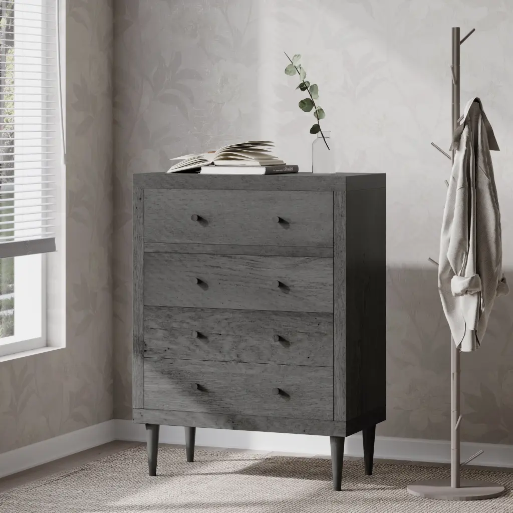Nordic 4 Drawer Chest Grey Mdf Bedroom Storage Furniture nh-sunfay