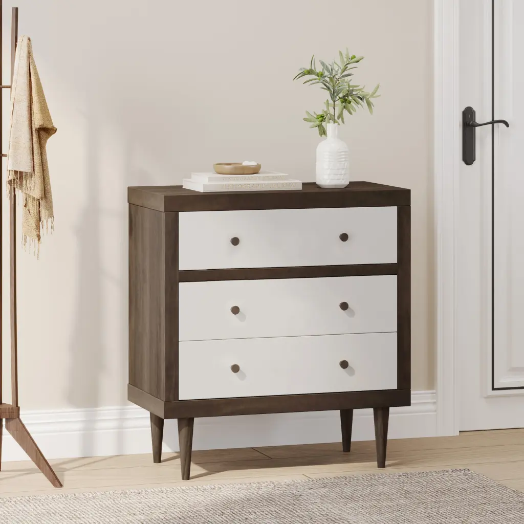 Nordic 3 Drawer Chest Walnut Mdf Bedroom Dresser Modern Minimalist Design nh-sunfay