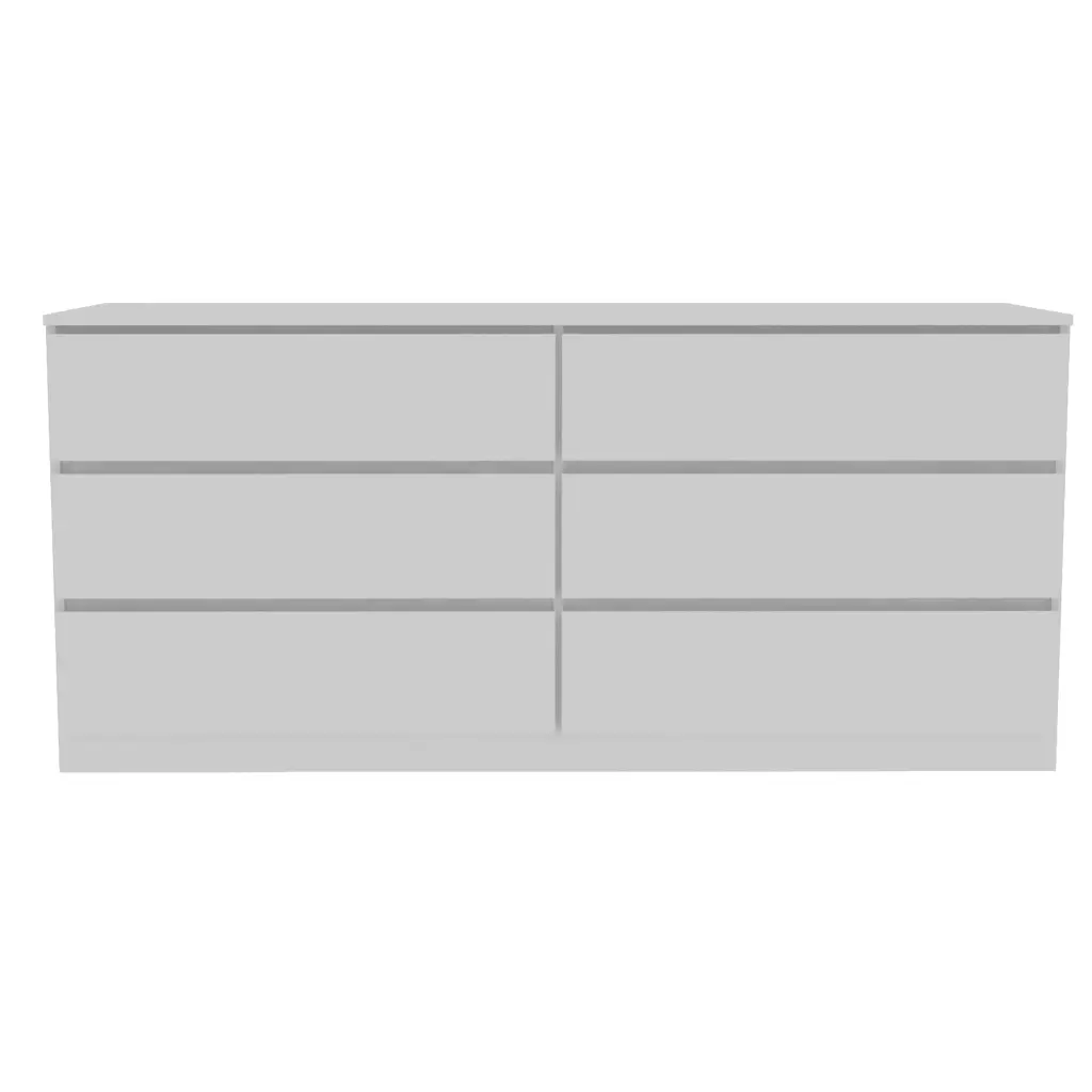 6 Drawer Double Dresser Tronx White Particle Board Bedroom Storage Furniture treevol furniture
