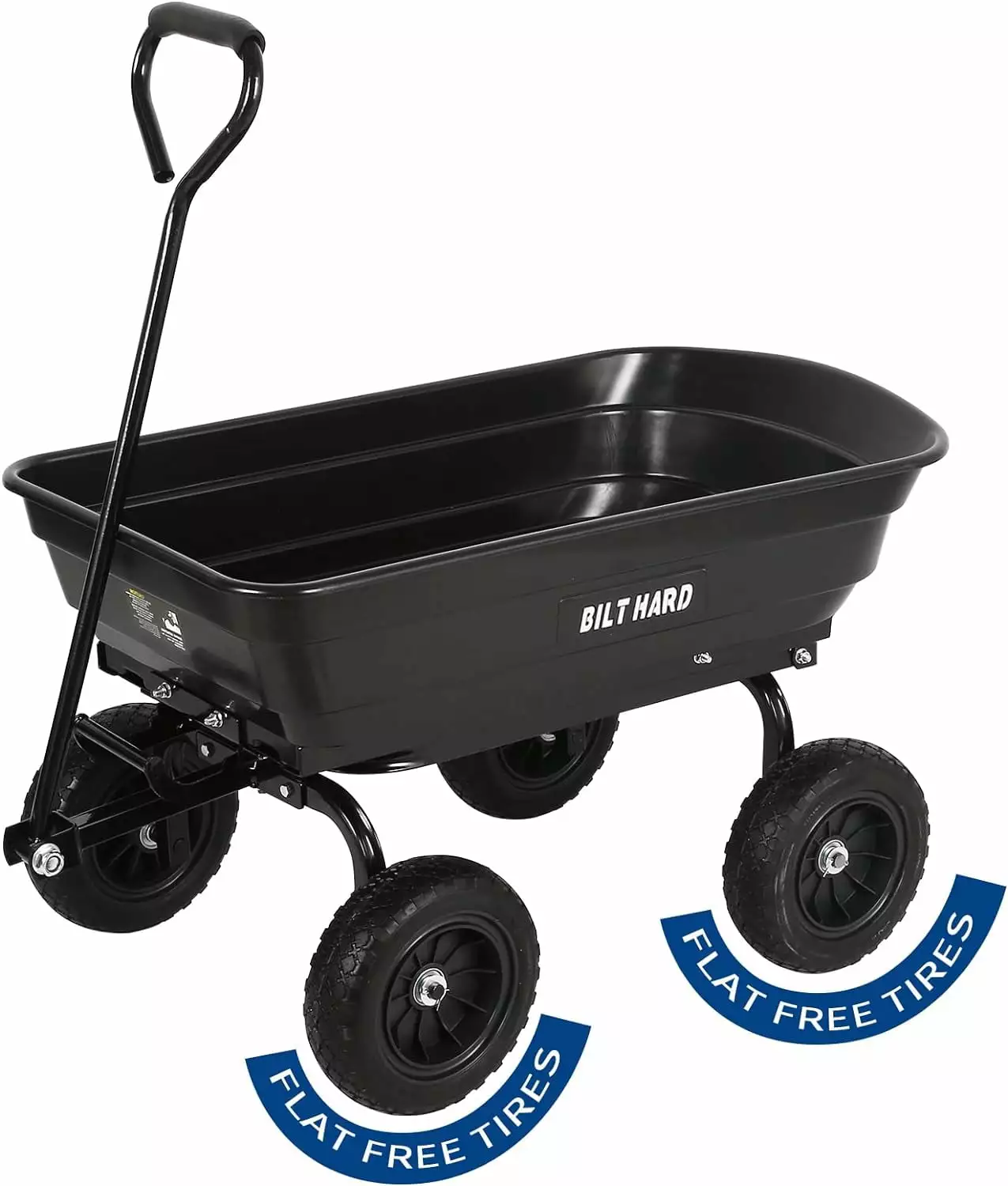 4 Cu.Ft. 10 No-Flat Tires Poly Yard Dump Cart 180 Rotating Handle. 600 lbs Capacity Heavy Duty Garden Carts and Wagons BIL...