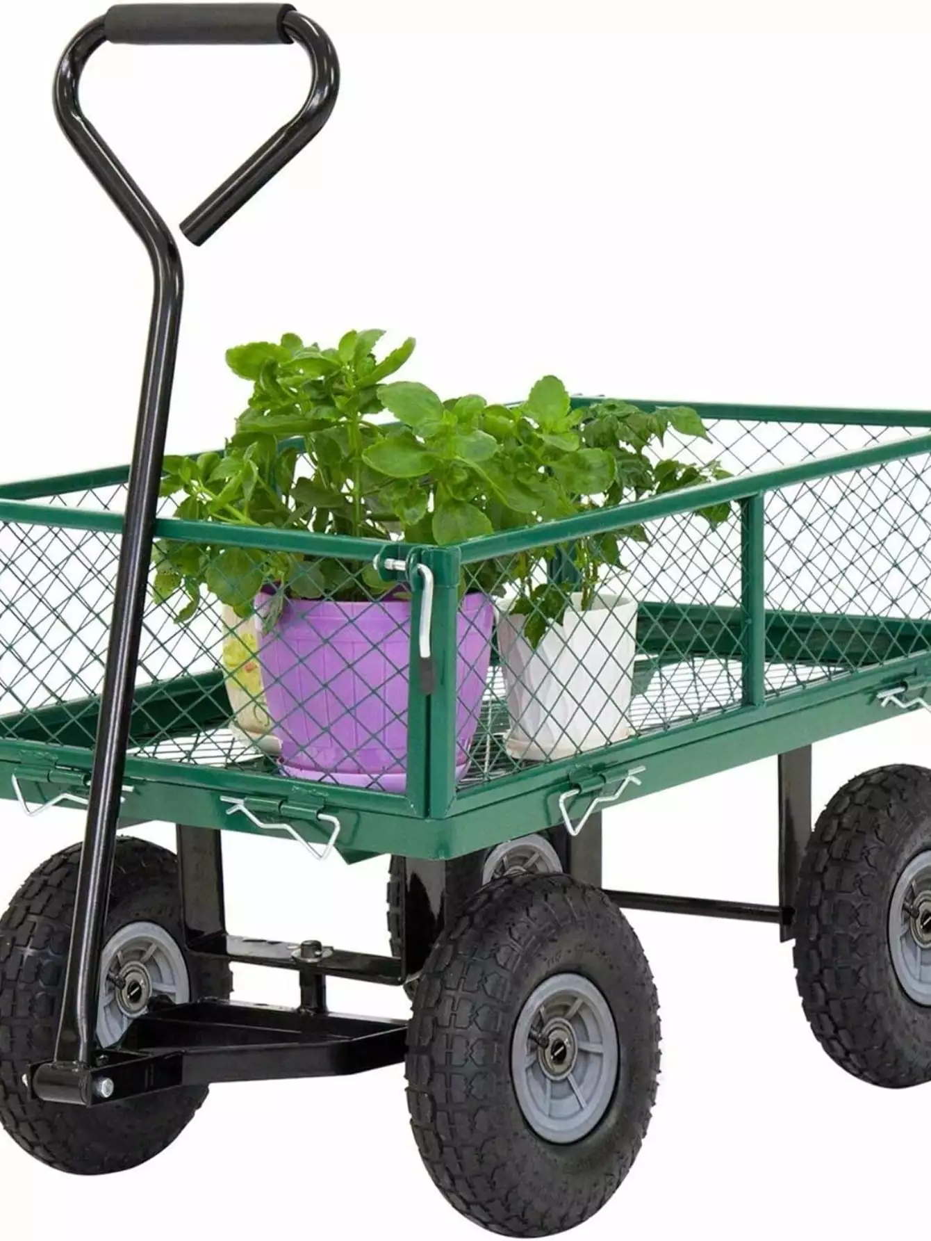 Garden Carts Yard Dump Wagon Cart Lawn Utility Cart Outdoor Steel Heavy Duty Beach Lawn Yard Landscape ytfv