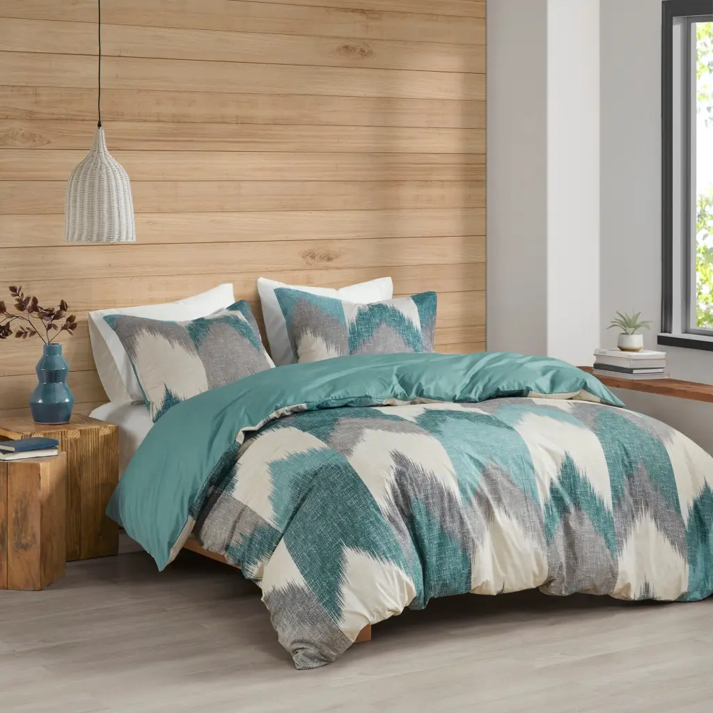 3 Piece Duvet Cover Mini Set King Multicolor Cotton Bedding jla