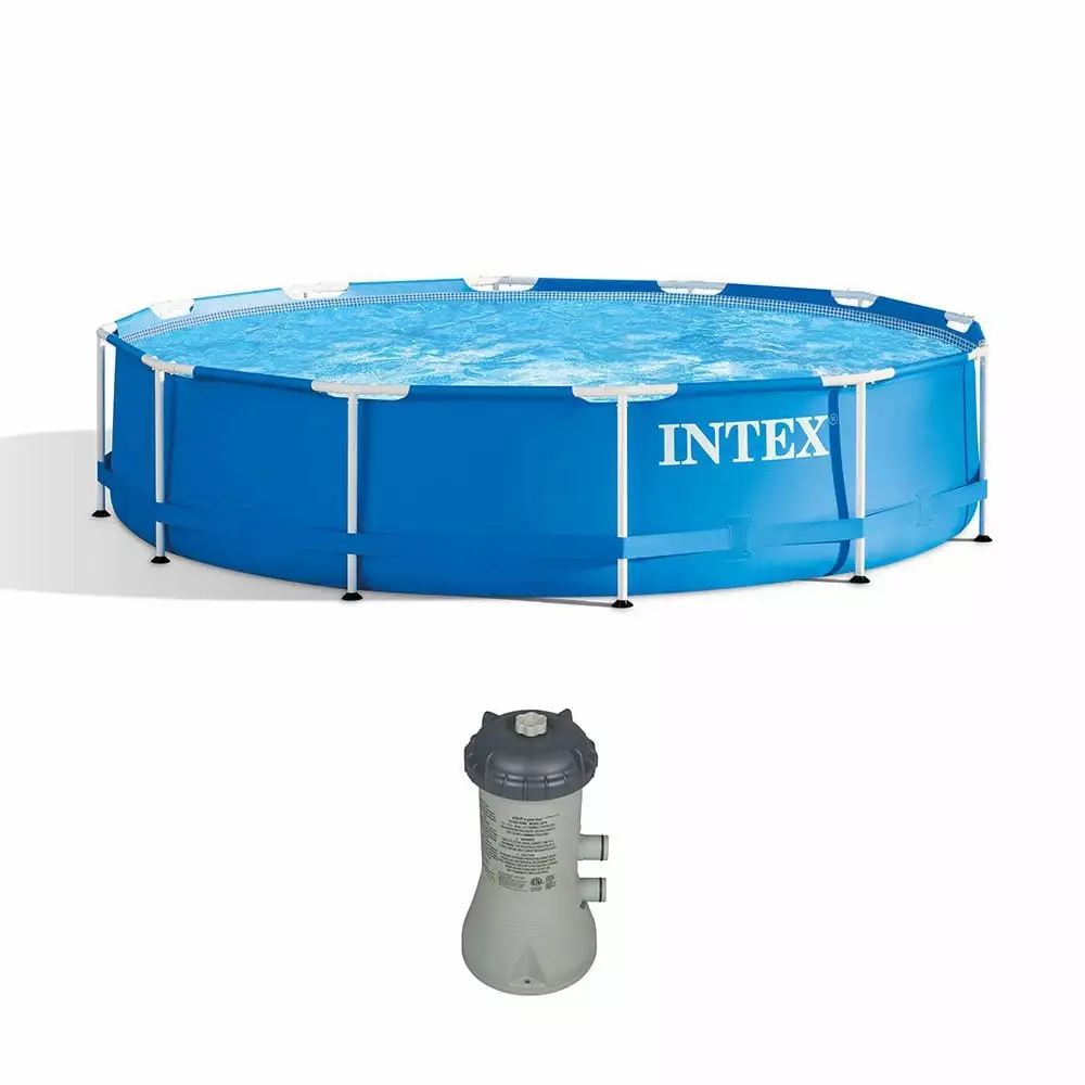 Intex 12 Foot x 30 Inch Above Ground Swimming Pool Cartridge Filter Pump Easy Set Up