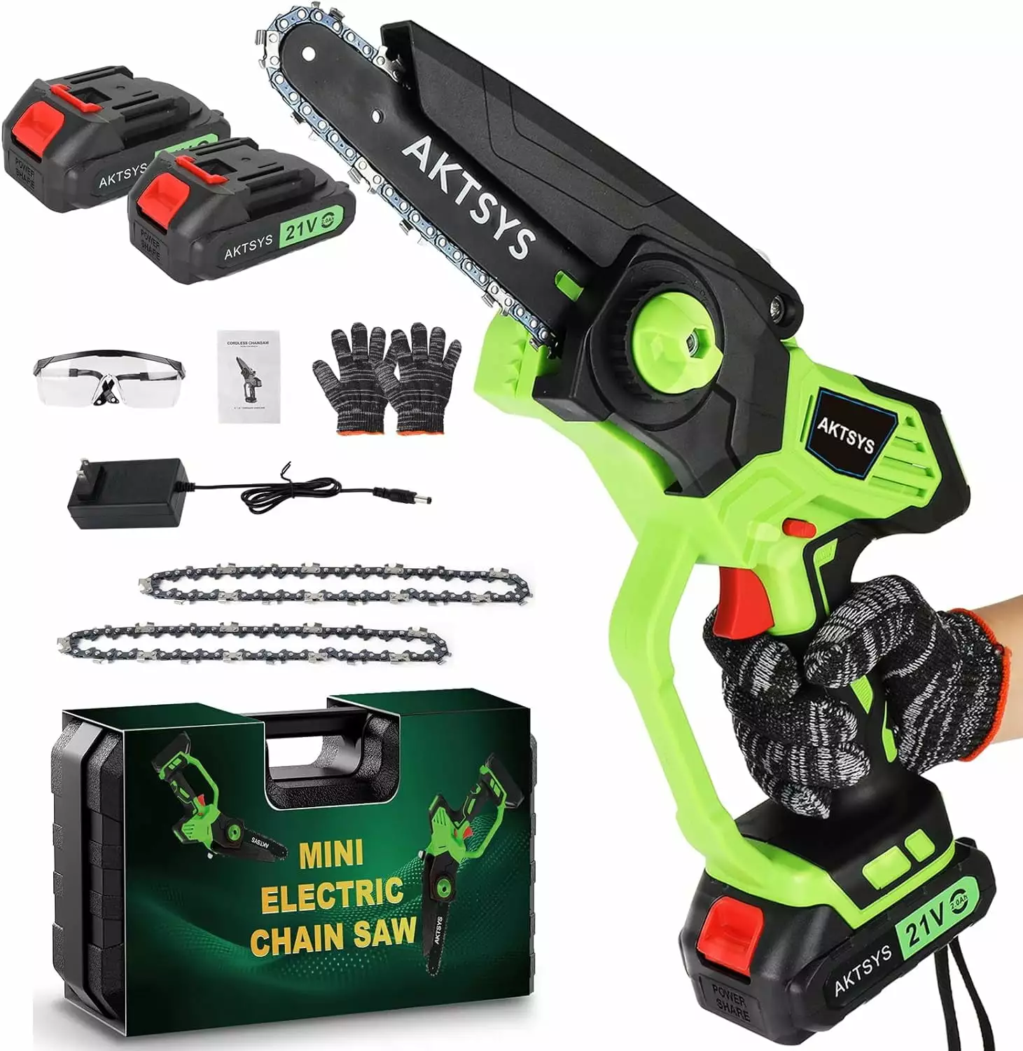 Mini Chainsaw Cordless 6-Inch Travel-friendly Electric Chainsaw Handheld Small Power Chain Saw Protectty Lock Battery Powe...