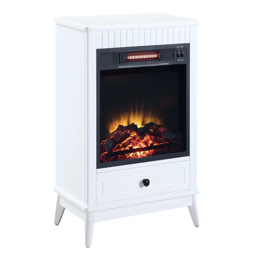 White Electric Fireplace 1 Drawer Primary Living Space furniture max