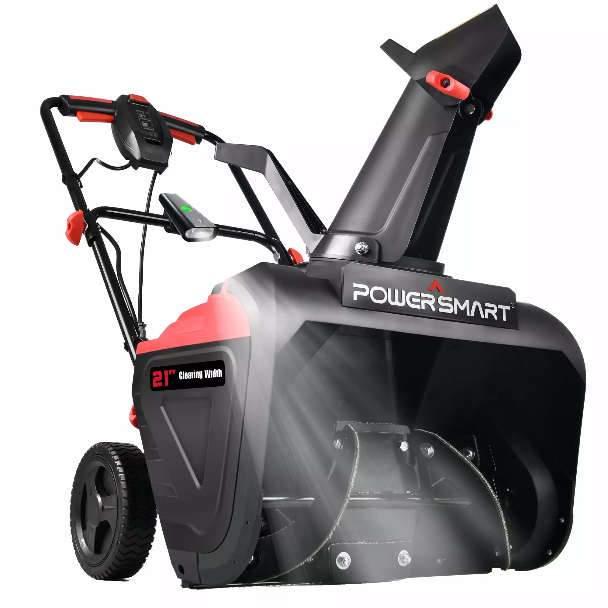 PowerIntelligent Electric Snow 21-inch 15 Amp Corded Single Stage Snow Thrower Rechargeable LED Light. DB5021LED PowerSmart
