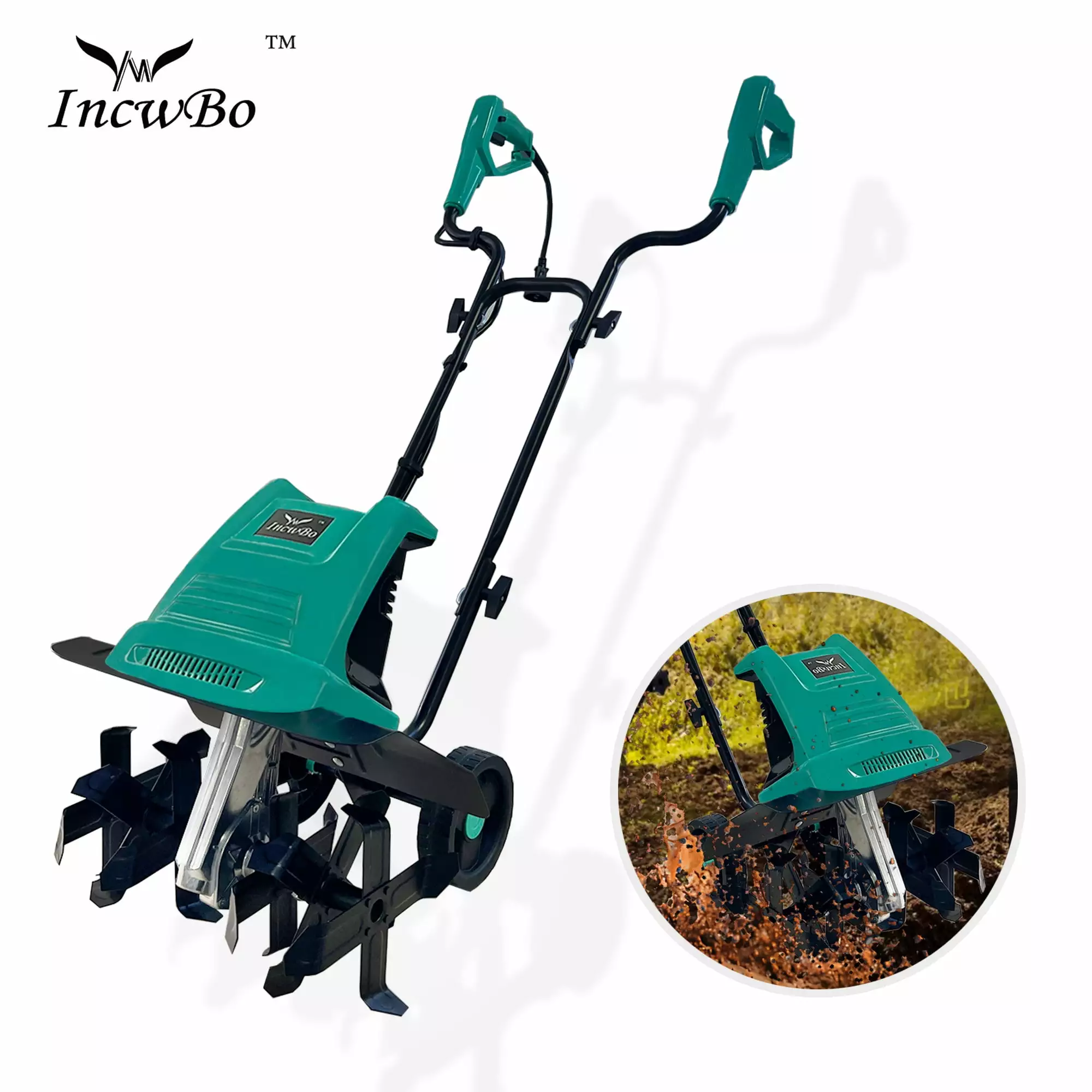Autovo 17 inch 15 AMP 6 Steel Tines Tillers Electric Corded Garden Tiller & Cultivator. New IncwBo