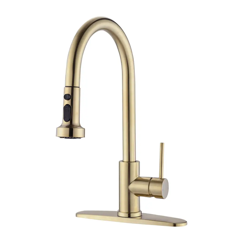 Brushed Gold Stainless Steel Pull Down Kitchen Faucet Sprayer whale