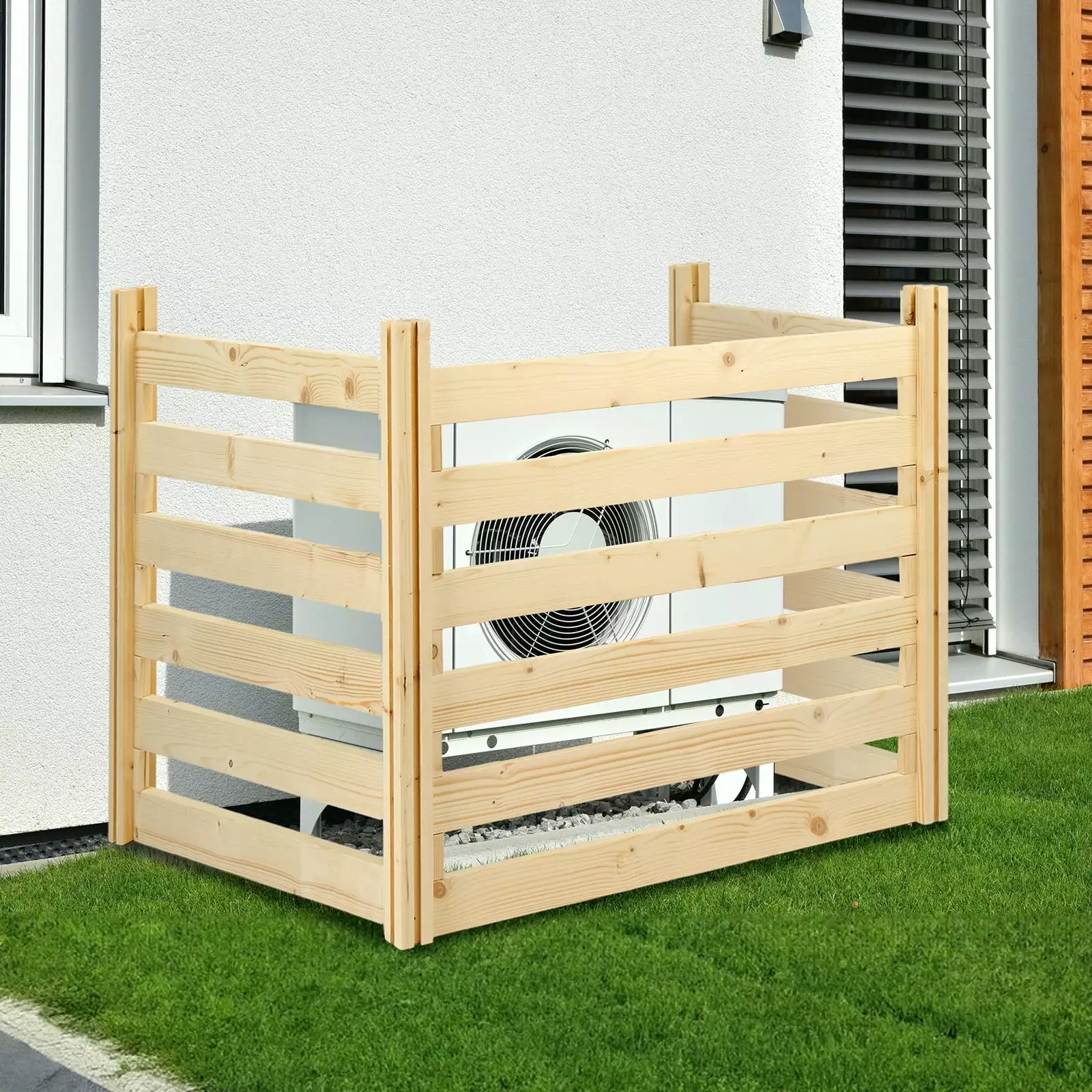 Zimtown 36'' W 31H Outdoor Privacy Screen Picket Fence Decorative Fence Outside Units.Trash Can.Pool Equipment.Air Conditi...