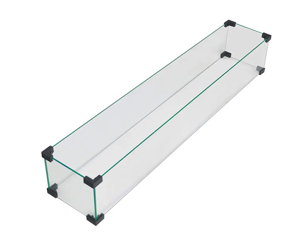 38.1 X 10.6 X 5.9 Inch Rectangular Glass Wind Guard Fire Pit Table w944 legacy heating
