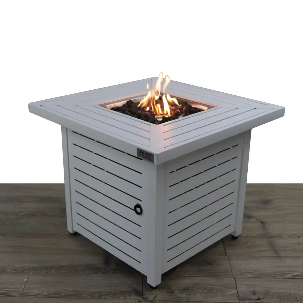 25 Inch Steel Propane Natural Gas Fire Pit Table Antique White Outdoor lsi patio furniture
