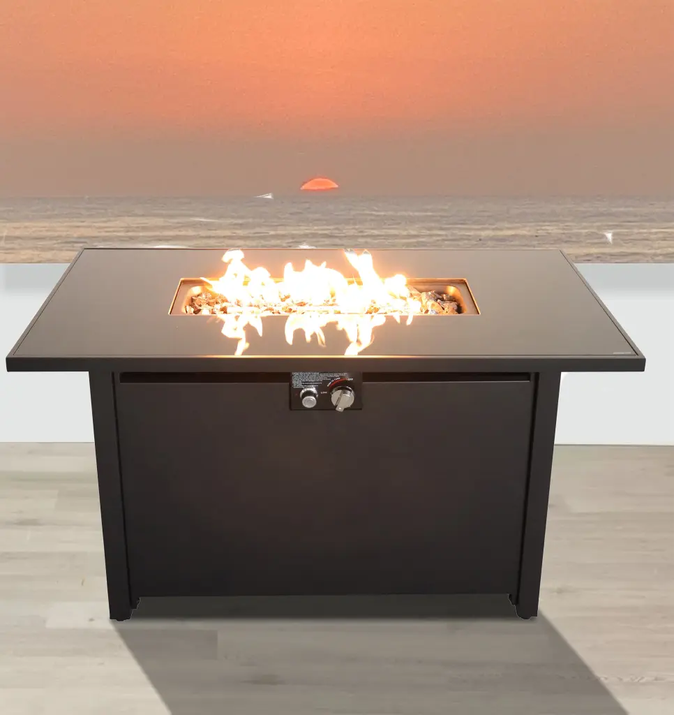 25'' H X 42'' W Steel Outdoor Fire Pit Table Lid Black lsi patio furniture