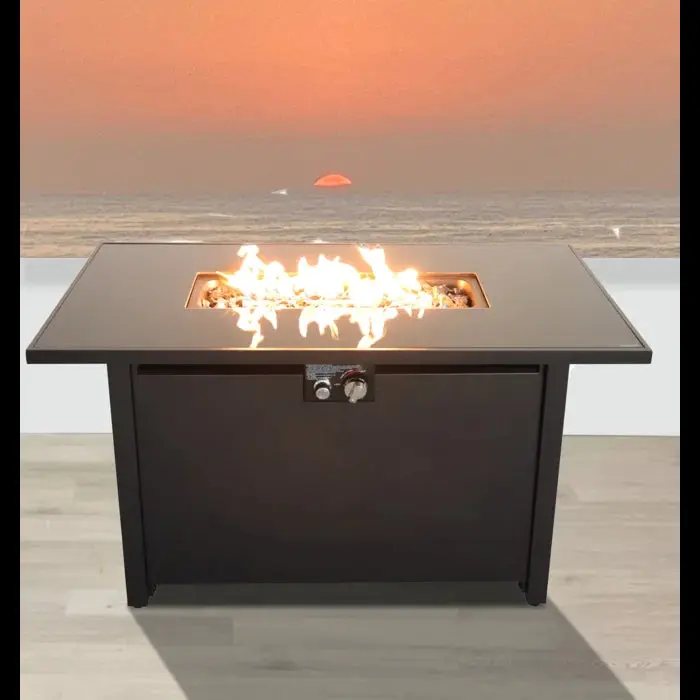 25'' H X 42'' W Steel Outdoor Fire Pit Table Lid Black Steel lsi patio furniture