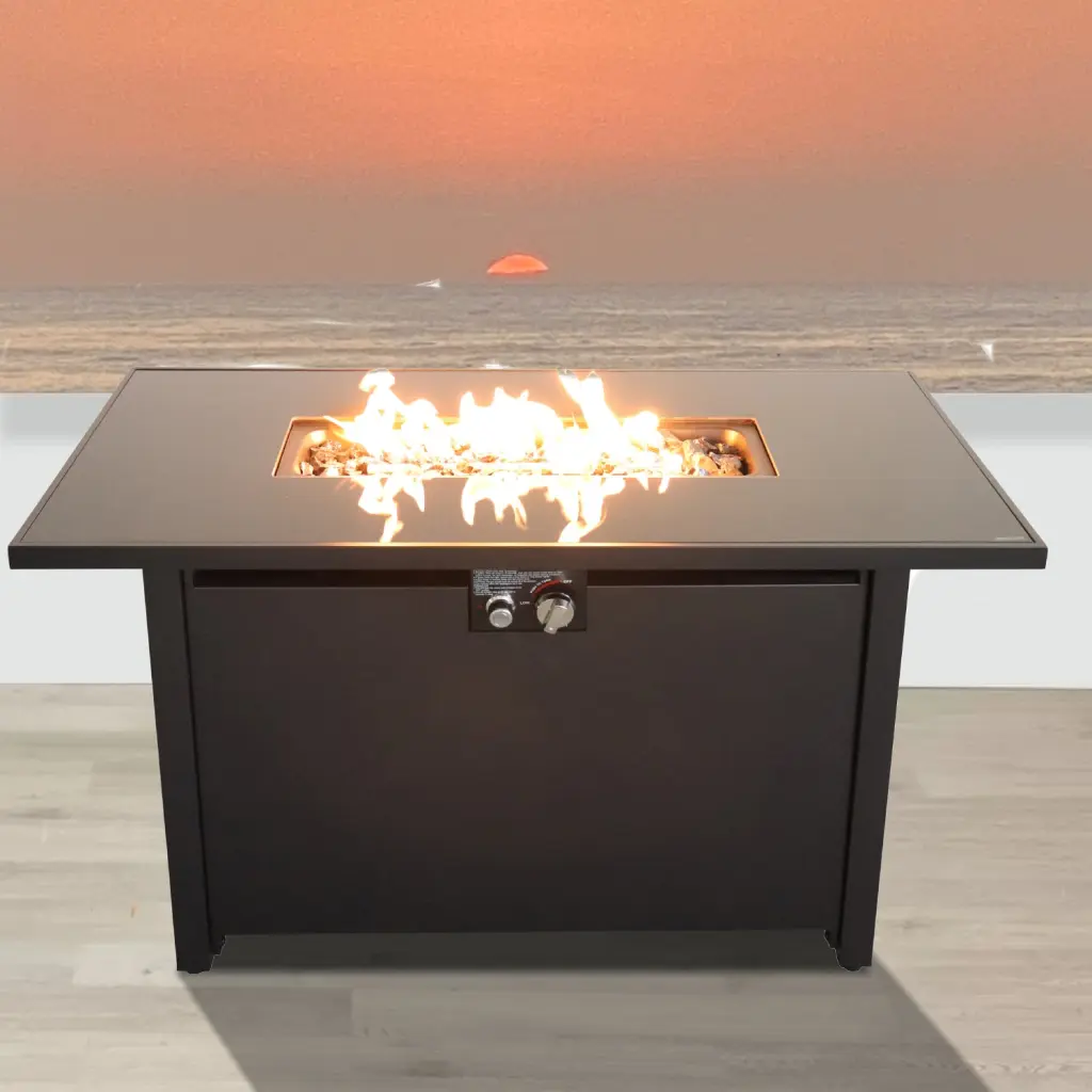 25'' H X 42'' W Steel Outdoor Fire Pit Table Lid Black Garden & Outdoor lsi patio furniture