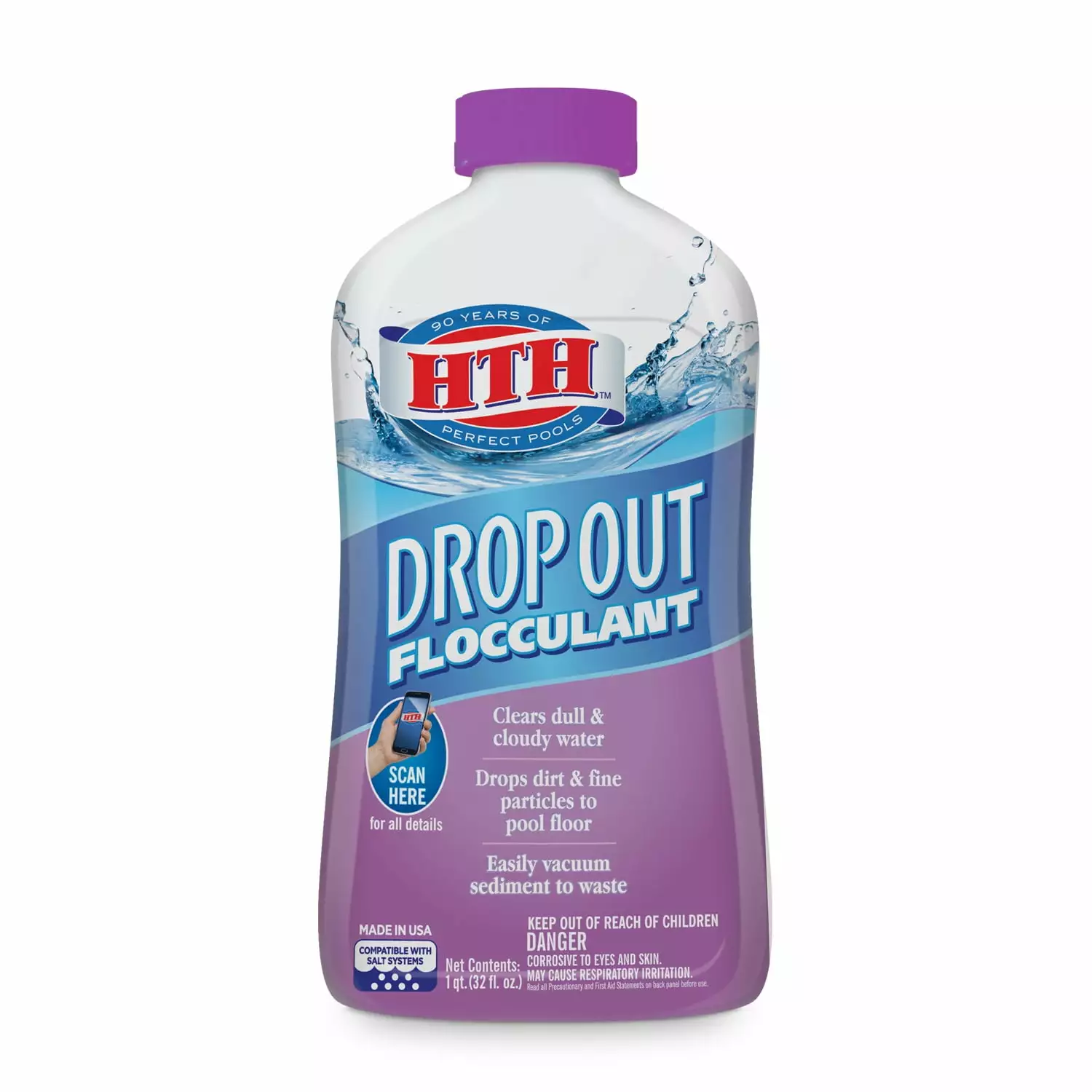 HTH Drop Out Flocculant Pools 1 Qt Drops Particles Overnight