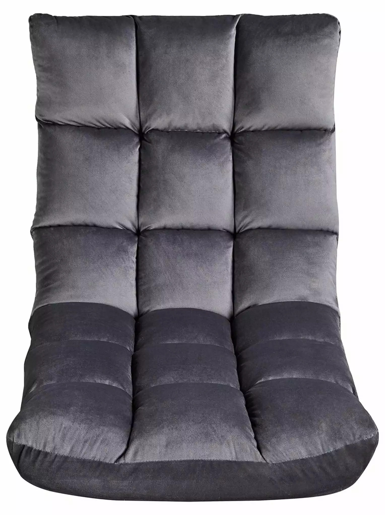 Drevy Floor Folding Chair 14 Adjustable Positions Padded Lounge Recliner Gray