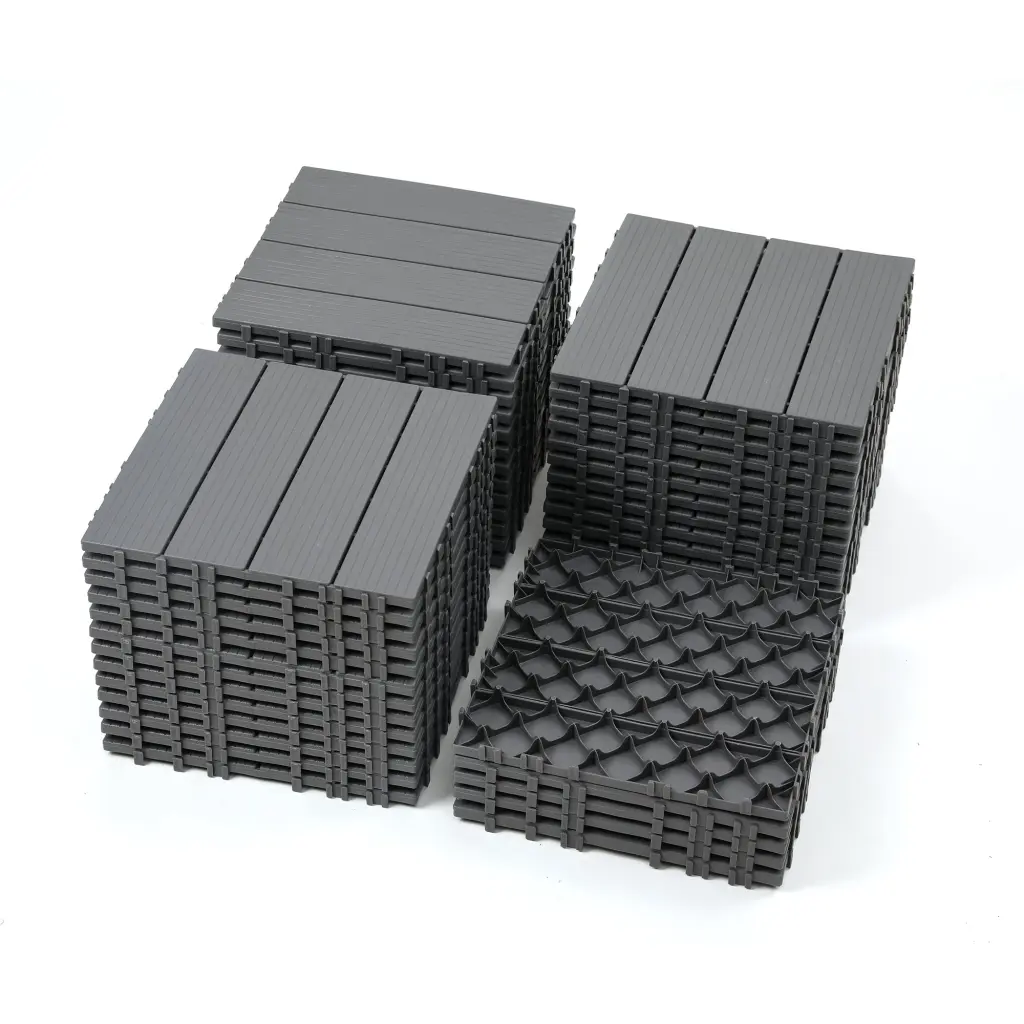 44 Pack Plastic Interlocking Deck Tiles 12x12 Inch Terrace Decking beiru home