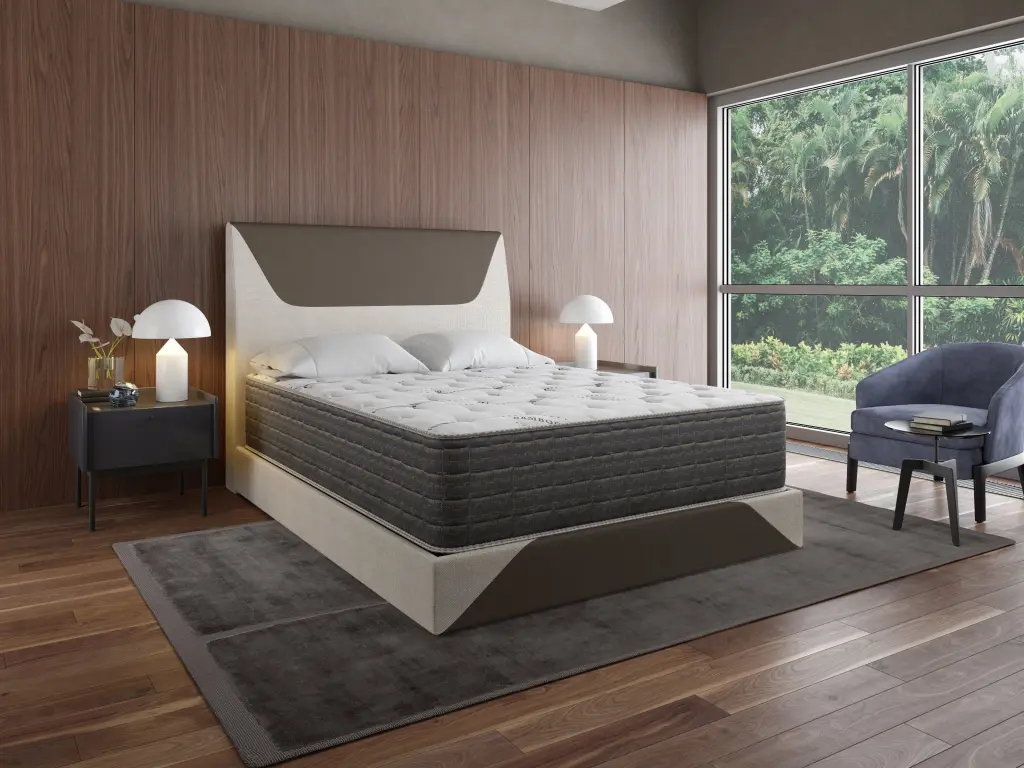13.5 Inch Dream Flex Two Sided Plush Mattress White Gray Bamboo Foam Spring Support b2712