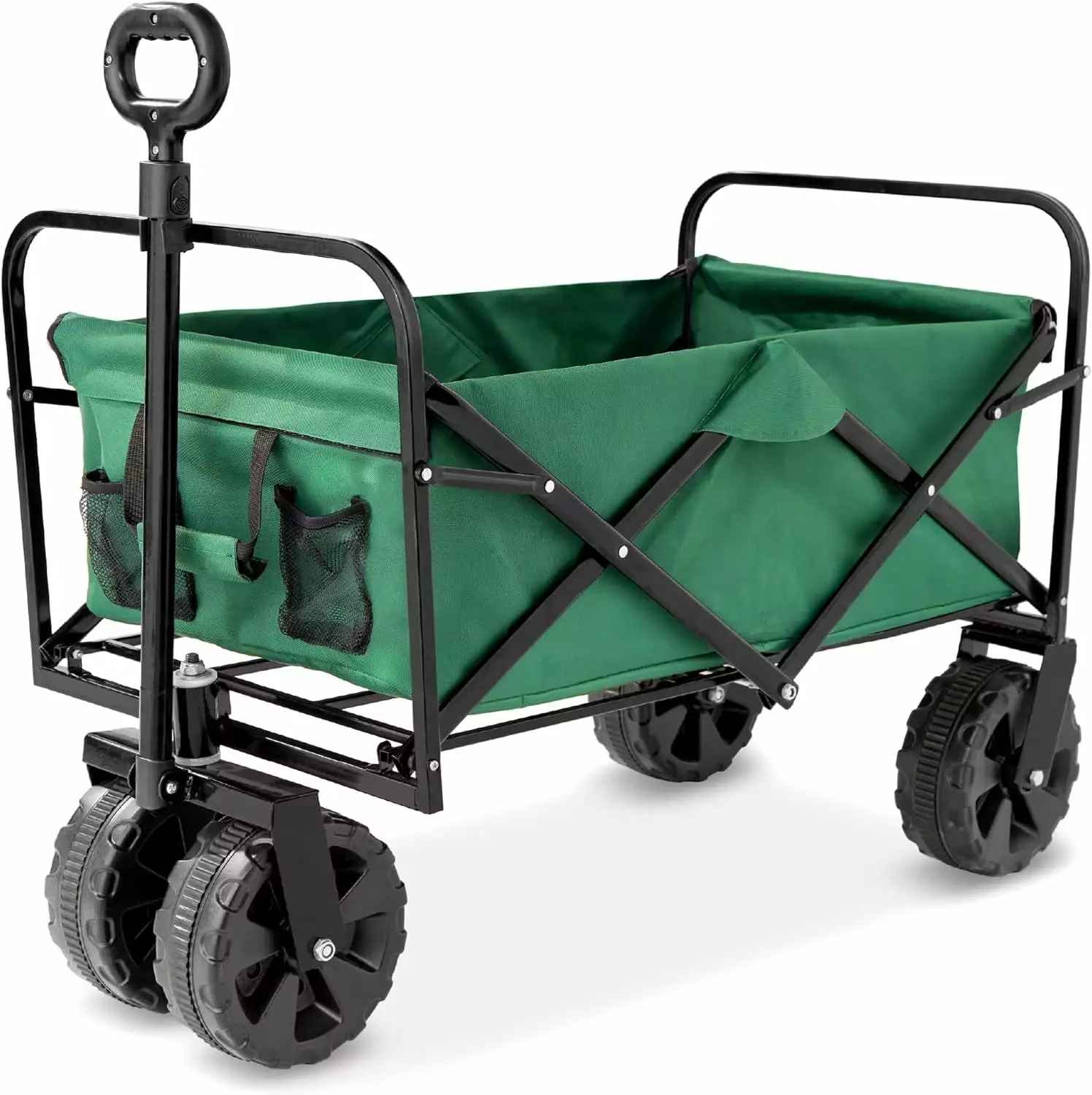 36in Collapsible Folding Utility Wagon. Multipurpose Indoor Outdoor Mobile Cart Garden. Beach. Park. Shopping w/ 360-Degre...