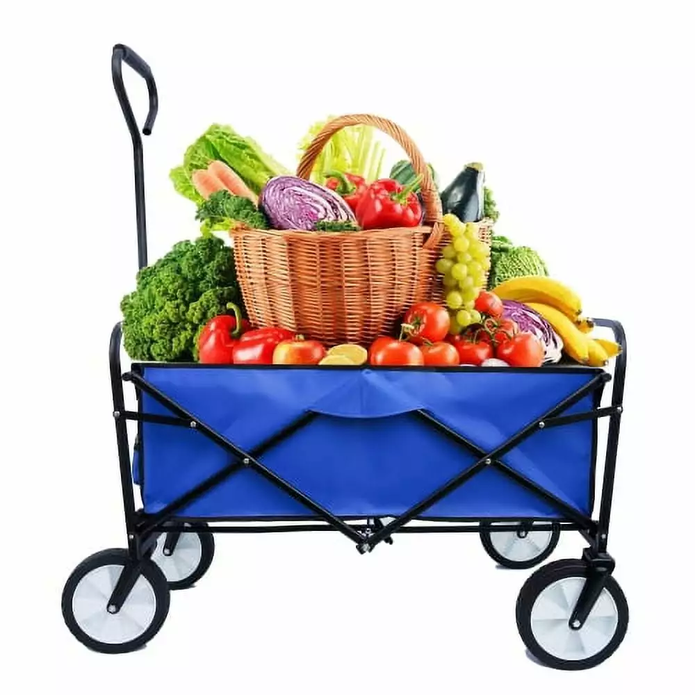 Collapsible Outdoor Utility Wagon Cart Cup Holdler. Large Capacity Folding Wagon Garden Shopping Beach Cart.Heavy Duty Fol...