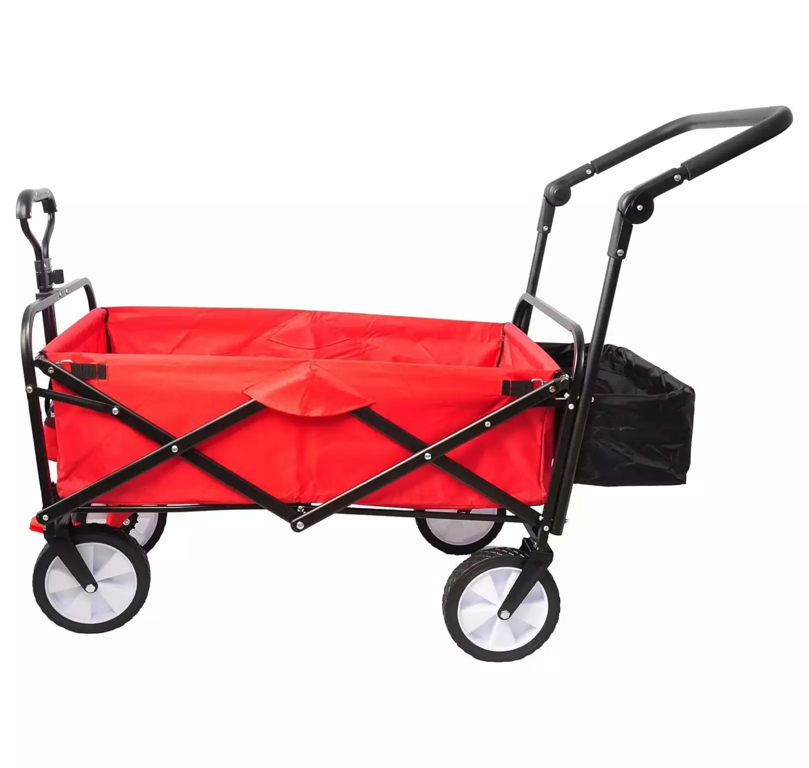 YUNTIE Folding Wagon Collapsible Outdoor Utility Wagon. Heavy Duty Folding Garden Travel-friendly Hand Cart. Drink Holder....